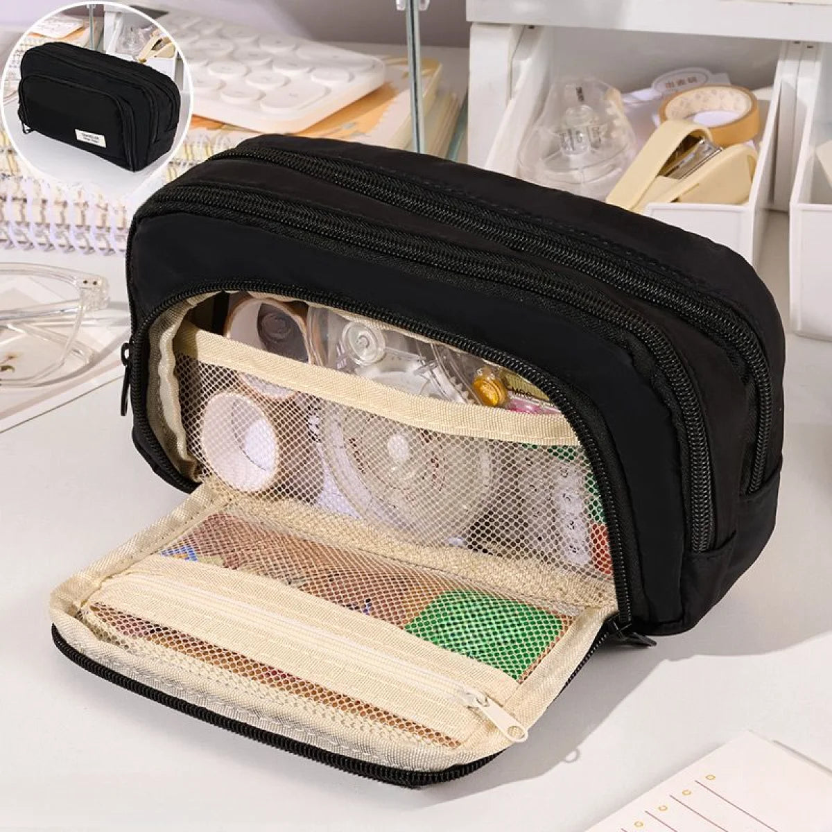 A Large-capacity Multi-layer Pencil Case, A Simple Multi-purpose Student Stationery Box And Makeup Storage Bag