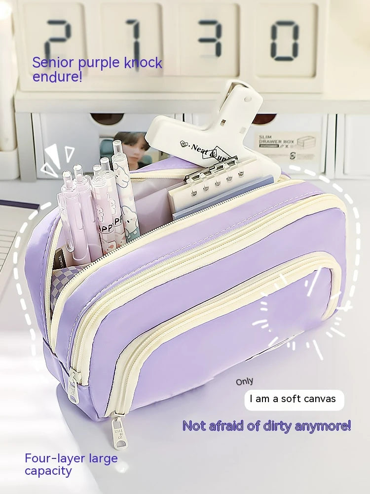 A Large-capacity Multi-layer Pencil Case, A Simple Multi-purpose Student Stationery Box And Makeup Storage Bag