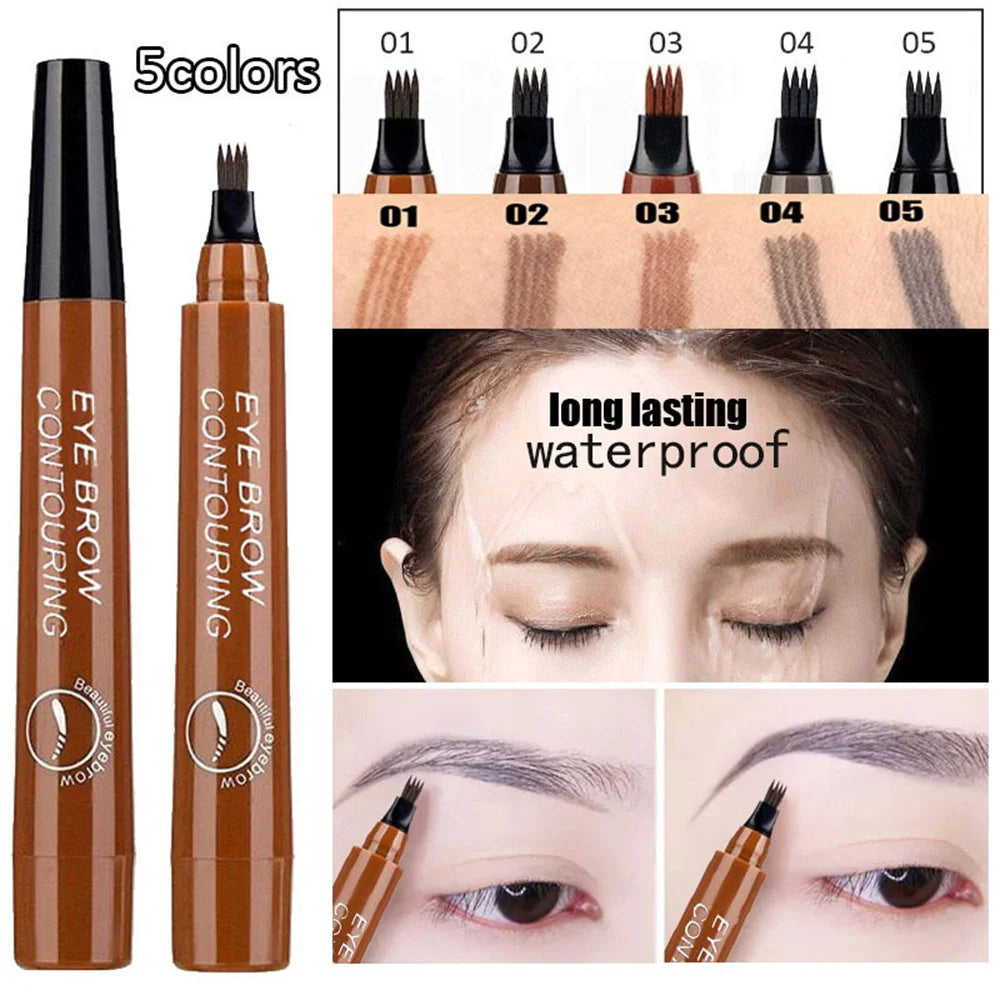 4 Point Eyebrow Pencil Maquillajes Para Mujer Waterproof Liquid Eyebrow Pen Makeup Long Lasting Cosmetic Microblade Brow Pencil