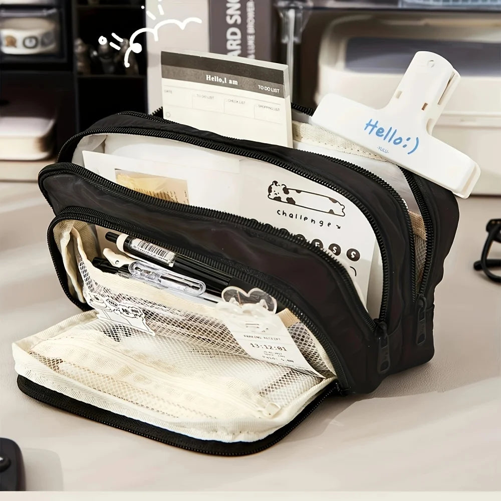 A Large-capacity Multi-layer Pencil Case, A Simple Multi-purpose Student Stationery Box And Makeup Storage Bag