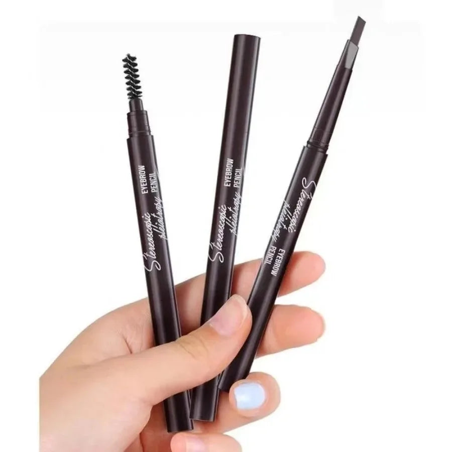 Natural Brown Waterproof Eyebrow Pencil Ultra-fine Triangle Precise Brows Cream With Brush Lasting No Blooming Rotatable Makeup