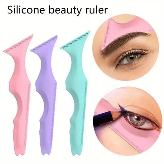 1pc Eyeliner Stencils Ruler, Reusable Silicone Winged Tip Eyeliner Aid, Eyebrow Pencil Stencil, 5 In 1 Multi-Functional Makeup T