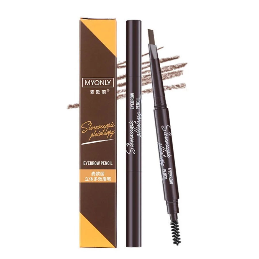 Natural Brown Waterproof Eyebrow Pencil Ultra-fine Triangle Precise Brows Cream With Brush Lasting No Blooming Rotatable Makeup