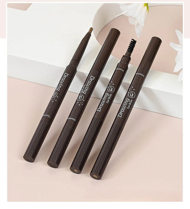 2 in 1 Eyebrow pencil professional Cosmetics makeup for women 5 Colors Waterproof Eyebrow Tattoo brush Long Lasting eyebrow pen