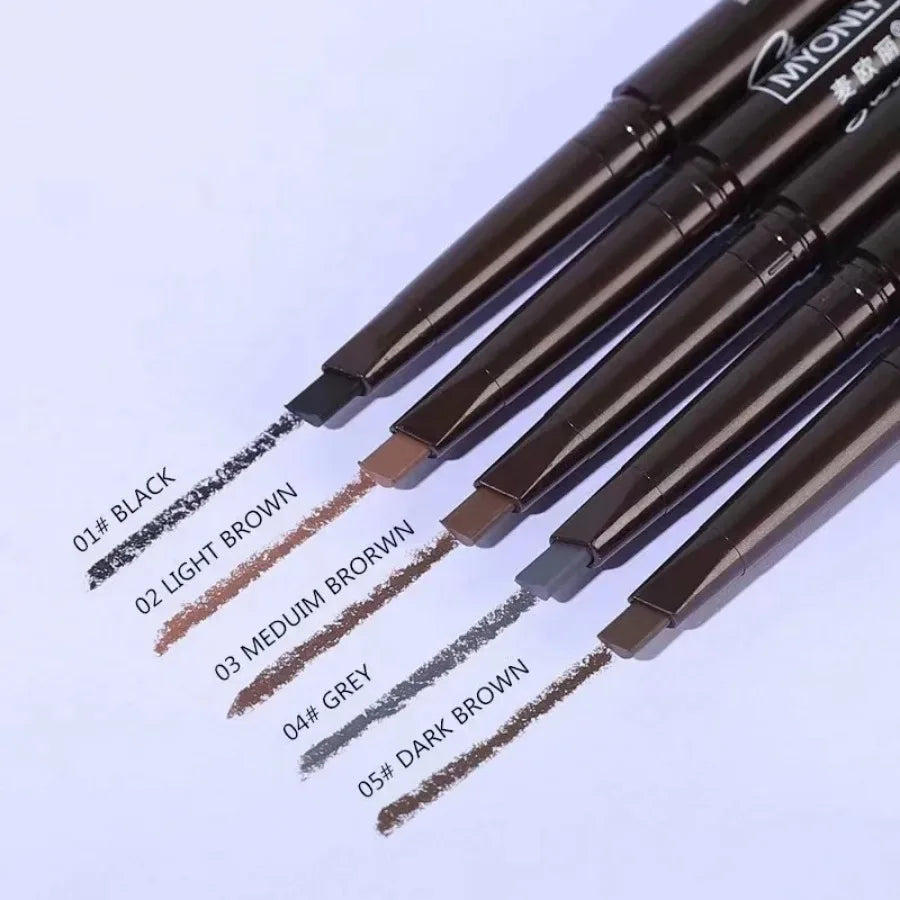 Natural Brown Waterproof Eyebrow Pencil Ultra-fine Triangle Precise Brows Cream With Brush Lasting No Blooming Rotatable Makeup