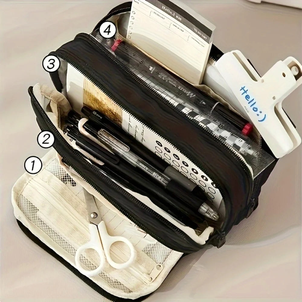 A Large-capacity Multi-layer Pencil Case, A Simple Multi-purpose Student Stationery Box And Makeup Storage Bag