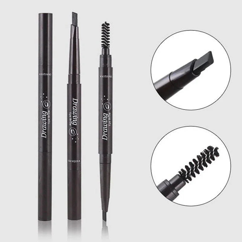 2 in 1 Eyebrow pencil professional Cosmetics makeup for women 5 Colors Waterproof Eyebrow Tattoo brush Long Lasting eyebrow pen