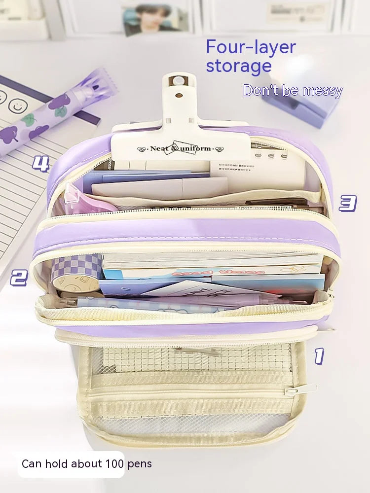 A Large-capacity Multi-layer Pencil Case, A Simple Multi-purpose Student Stationery Box And Makeup Storage Bag