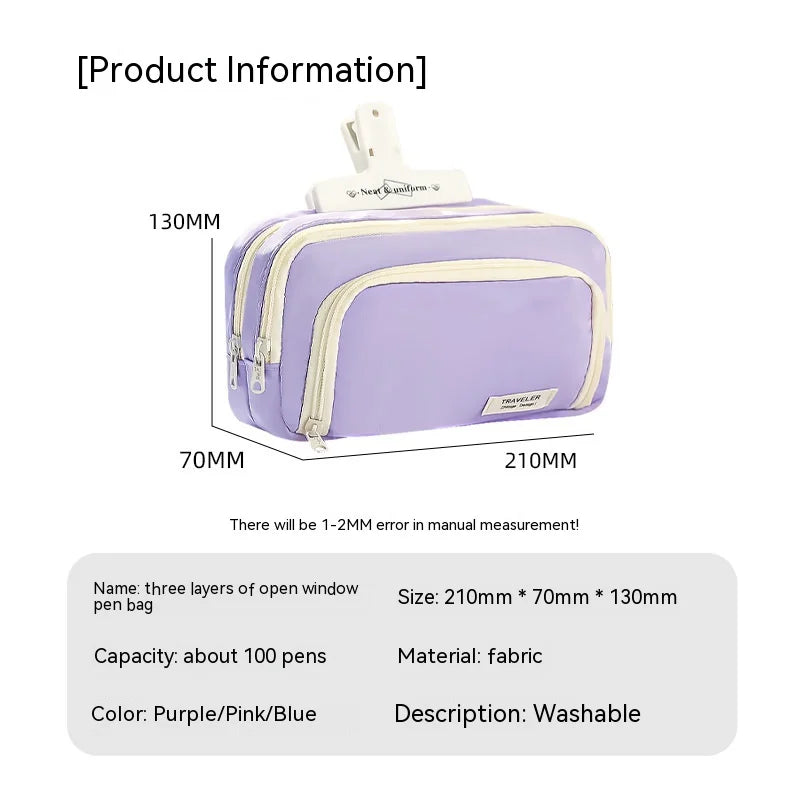 A Large-capacity Multi-layer Pencil Case, A Simple Multi-purpose Student Stationery Box And Makeup Storage Bag