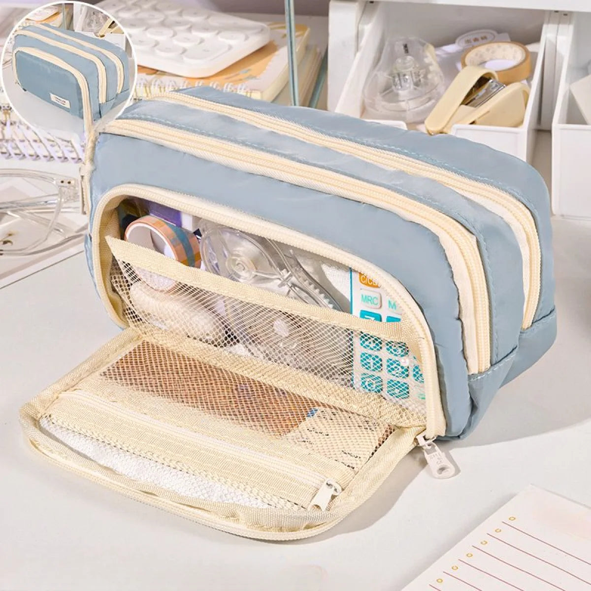 A Large-capacity Multi-layer Pencil Case, A Simple Multi-purpose Student Stationery Box And Makeup Storage Bag