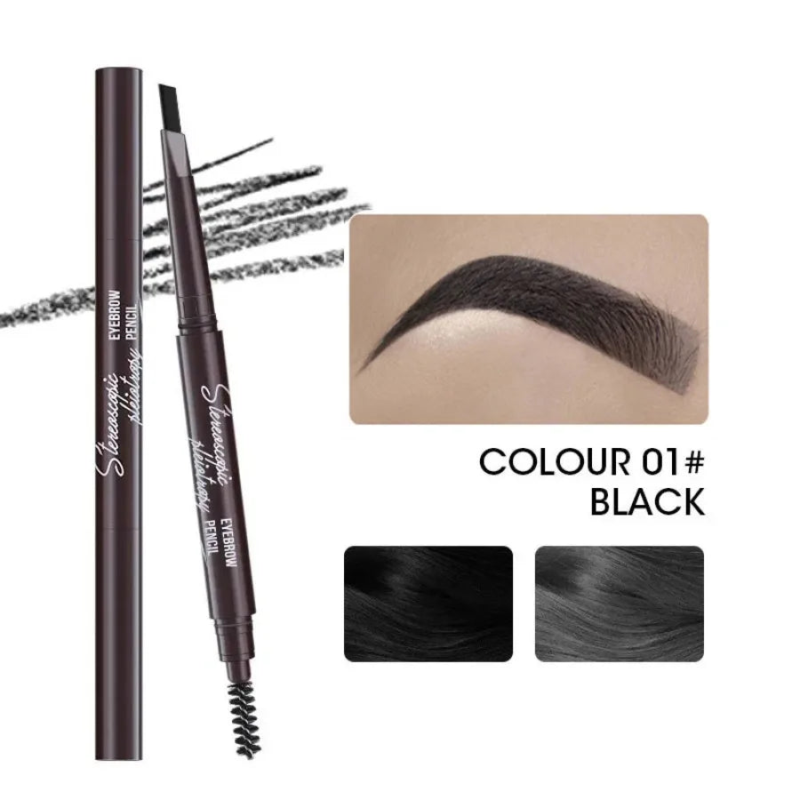 Natural Brown Waterproof Eyebrow Pencil Ultra-fine Triangle Precise Brows Cream With Brush Lasting No Blooming Rotatable Makeup