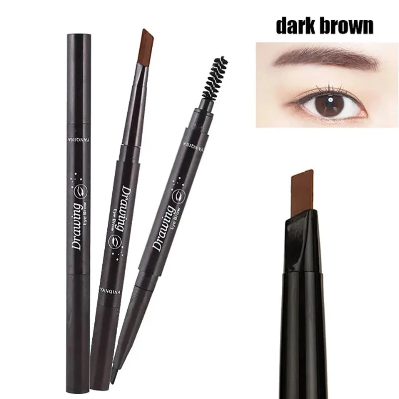 2 in 1 Eyebrow pencil professional Cosmetics makeup for women 5 Colors Waterproof Eyebrow Tattoo brush Long Lasting eyebrow pen