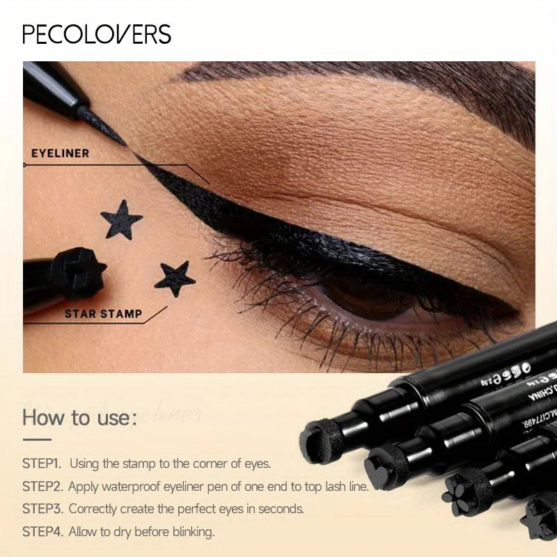 7 Styles Eyeliner Stamp Pen Red Black Liquid Eyeliner Pen Double-ended Lazy Eye Liner Pencil Fast Drying Waterproof Eye Makeup